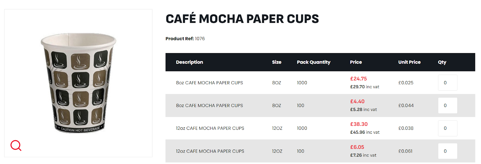 cafe mocha paper cups